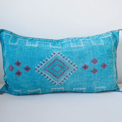 BIG CACTUS SILK PILLOW - LIGHT BLUE