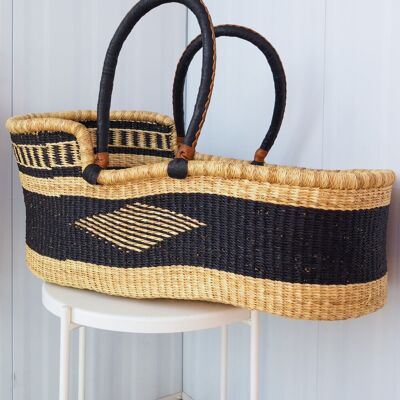 BABY MOSES HANDWOVEN BASKET - BLACK