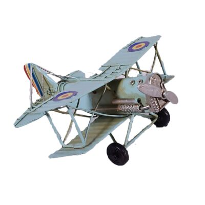 Maquette Miniature Avion Métal Turquoise 16cm