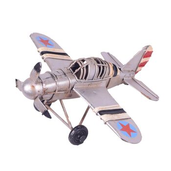 Maquette Miniature d'Avion en Métal Argenté 16cm