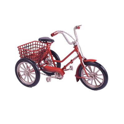 Miniatura Retro Metal Triciclo Rojo 16cm