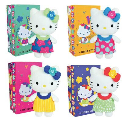 Peluche Hello Kitty 20 cm, 4 modèles assortis, en boite cadeau
