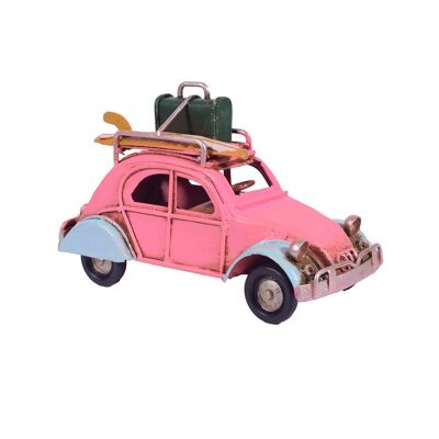 Miniatura Coleccionable Coche Retro Rosa 11cm