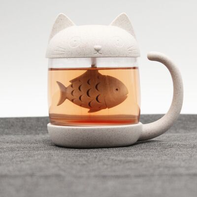 Tea Cat Mug | integrated tea infuser