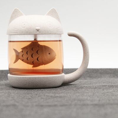 Tea Cat Mug | integrated tea infuser