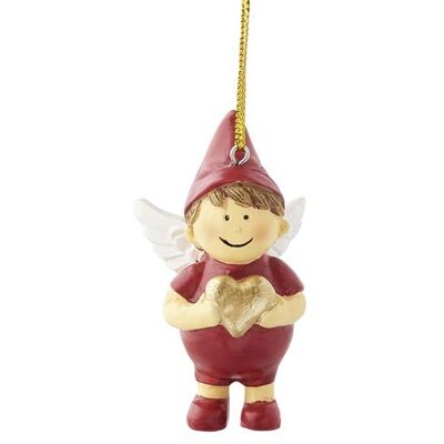 Angel Raphael red with golden heart hanging