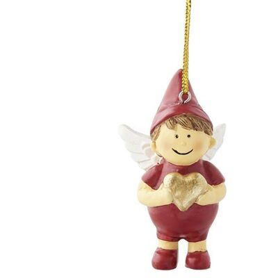 Angel Raphael red with golden heart hanging