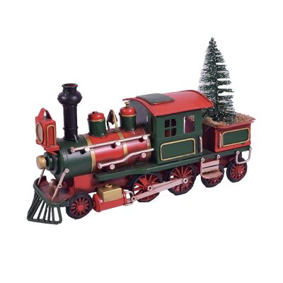 Train de Noël rétro en métal 22,5 cm