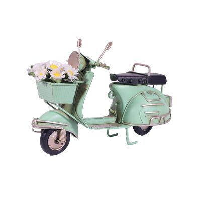 Miniatura di scooter in metallo retrò con fiori 17,5 cm