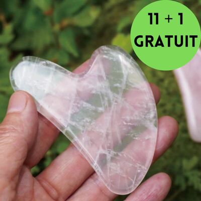 11er-Set + 1 gratis – Bergkristall Gua Sha mit Abdeckung für Gesicht und Körper