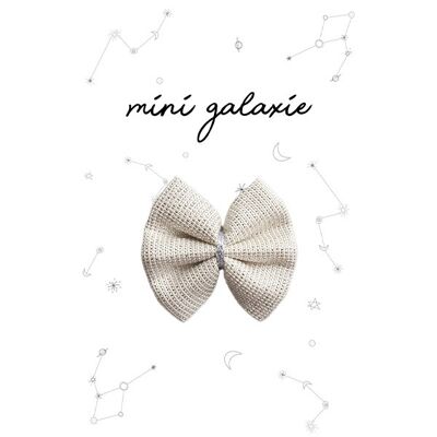 Barrette mini noeud lurex argent scintillant