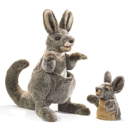 Känguruh mit Baby / Kangaroo with Joey /Handpuppe 3178