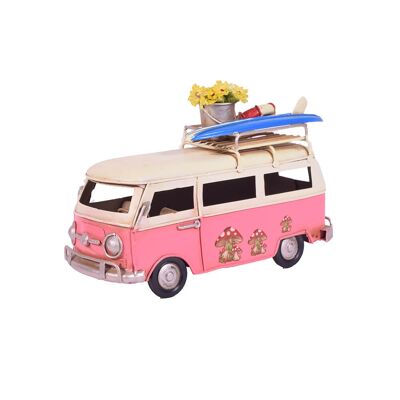 Mini-Van aus rosafarbenem Metall, 16,5 cm