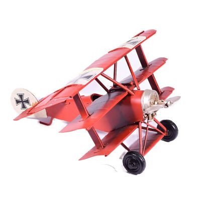 Red Metal Triplane Miniature Model 16cm