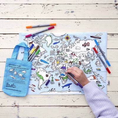 Colour In World Map Placemat Arts and Crafts Kids Gift