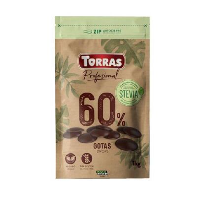 Torras Senza Zucchero 60% Cioccolato Fondente Pistoles Lotto 1 kg