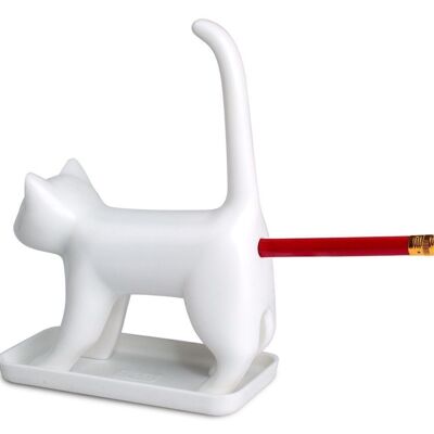 Taille-crayon chat avec son en blanc