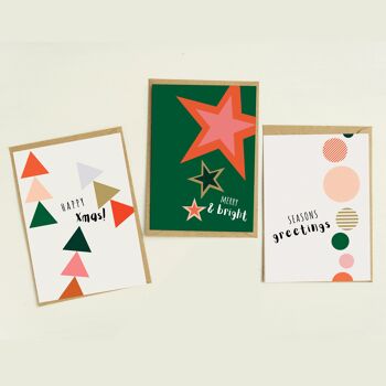 Lot de 6 cartes de Noël joyeux et lumineux 1