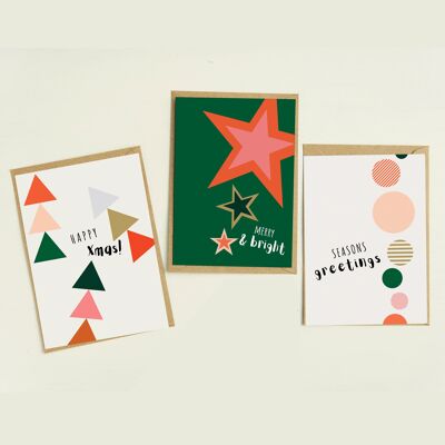 Merry & Bright Christmas Card Confezione da 6
