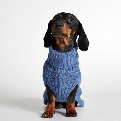Suéter de perro de lana de merino azul René