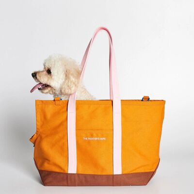 Bolsa para perros Constantin en lona de algodón amarilla y rosa