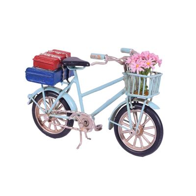 Retro Fahrradminiatur aus Metall mit Blumen 16,5 cm