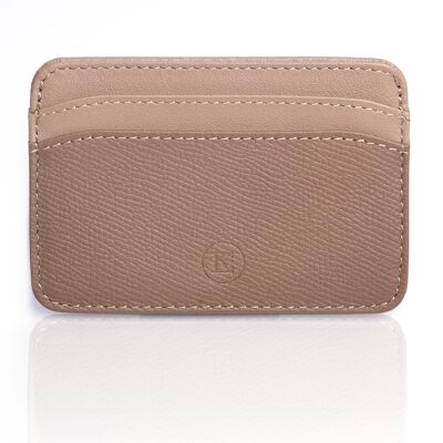 Tarjetero para hombre y mujer en cuero italiano de lujo: piel de becerro Epsom y piel de cordero Nappa - Artículos de cuero con función de protección antipiratería sin contacto RFID - color: Taupe y Beige