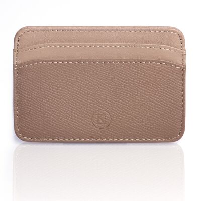 Men's and Women's Credit Card Holder in Italian Luxury Leather: Epsom Calfskin and Nappa Lambskin - Leather goods with RFID contactless Anti-Hacking Protection function - color: Taupe and Beige