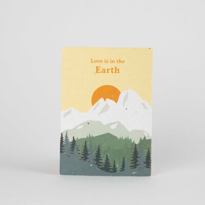 Pflanzbare Postkarten. „Liebe ist in der Erde“ (Kamille).