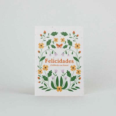 Cartes postales à planter. "Félicitations, célébrez avec des fleurs!" (mélange de fleurs)