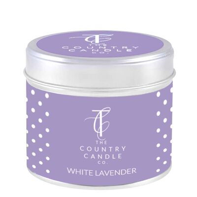 White Lavender Polka Dot Candle in Tin