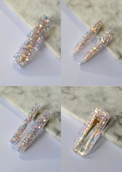 RESIN HAIR CLIP PACK - UNICORN DUST (12 items)