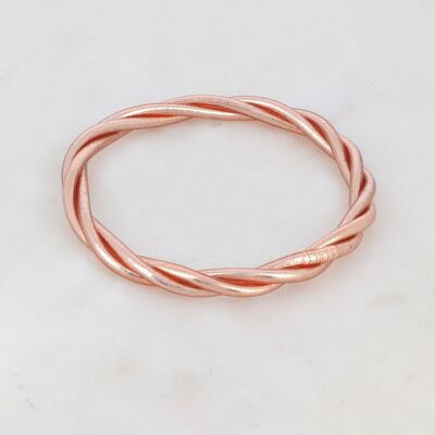 Bracciale rigido buddista attorcigliato taglia L - Champagne scuro