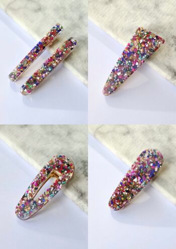RESIN HAIR CLIP PACK - CRUSHED GLASS (10 items) 1