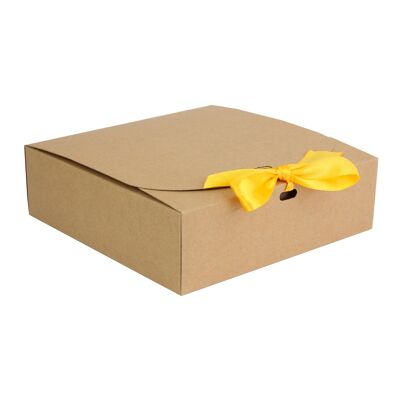 Pack of 12 Square Brown Kraft Box with Yellow Ribbon