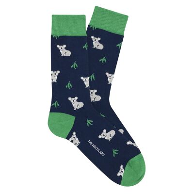 Calzini divertenti - 'Koala' - cotone biologico - blu scuro - maglia a doppio filo sostenibile e confortevole - ispirata agli animali