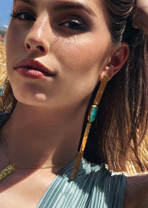 Avisa Earrings Gold - Amazonite