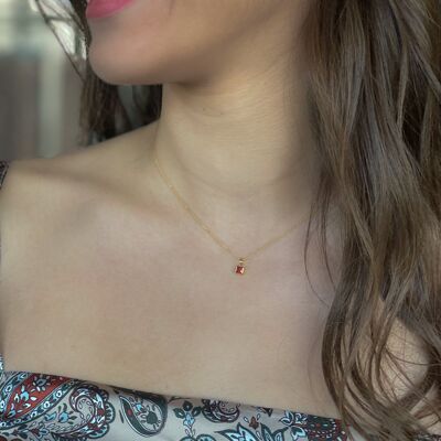 Juno Small Necklace Gold - Red