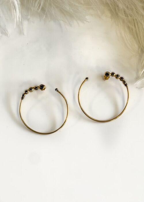 Halo Earrings Gold - Black