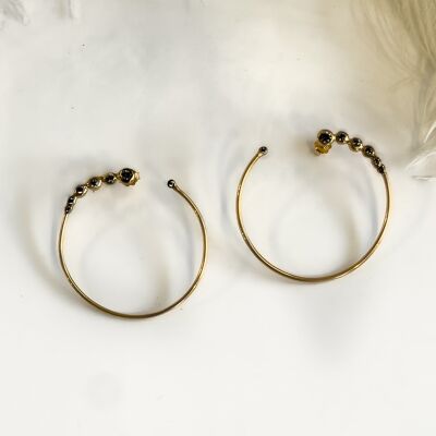 Halo Earrings Gold - Black