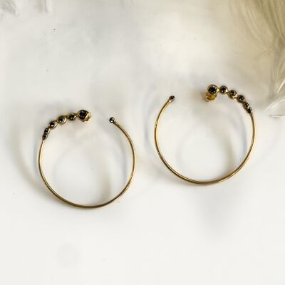 Boucles d'oreilles Halo Doré - Noir