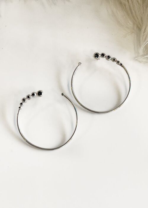 Halo Earrings Silver - Black