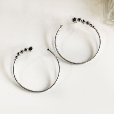 Halo Earrings Silver - Black