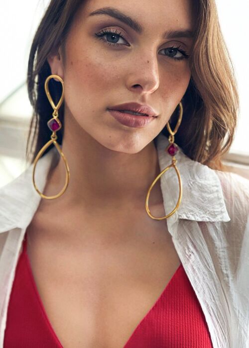 Lirika Earrings Gold - Ruby