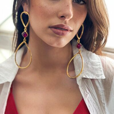 Lirika Earrings Gold - Ruby