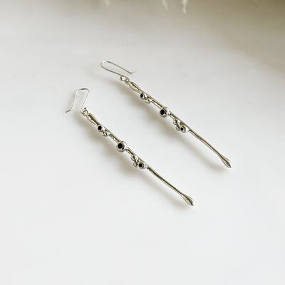 Pendientes Stellar Plata - Negro