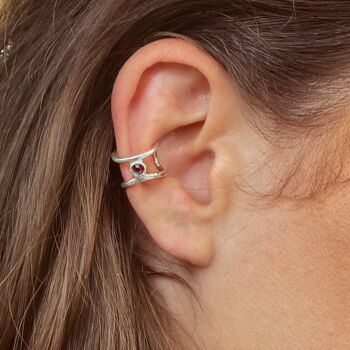 Eday Handmade Ear Cuff Argent - Rouge Rubis 1