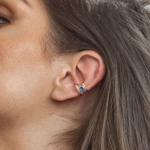 Eday Handmade Ear Cuff Silver - Blue