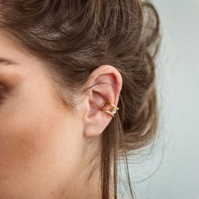 Ear Cuff Eday Hecho a Mano Oro - Transparente