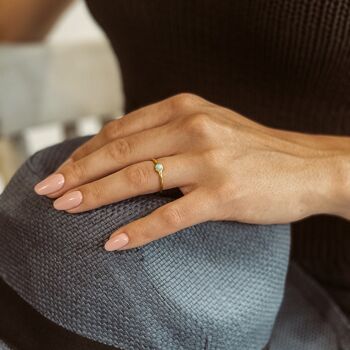 Bague Eday Fait Main Or - Bleu Clair 1